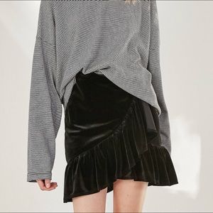 Urban Outfitters Velvet Ruffle Hem Skirt